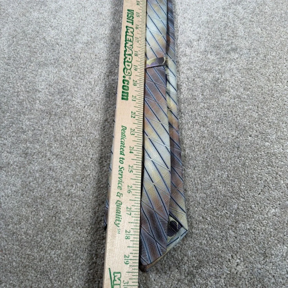 Roberto Villini Necktie Mens‎ 59x3.75 Gold Bronze Silver Silk Geometric Couture